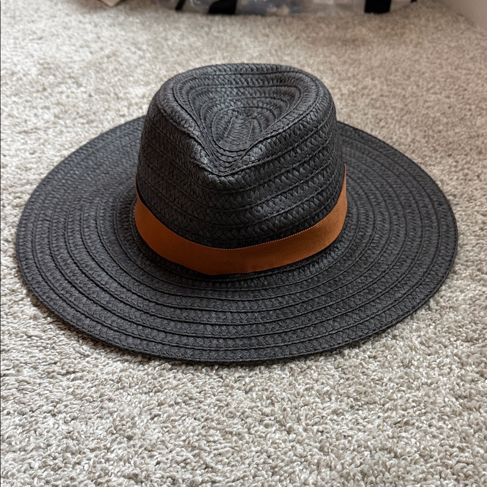 Madewell wide brim black Woven Hat M/L